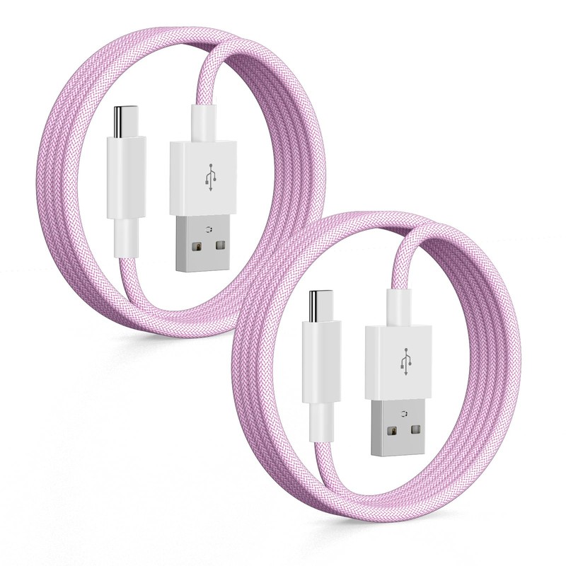 2 Pack 6.6FT Carplay Cable For iPhone MFi Certified Fast Charging Pink