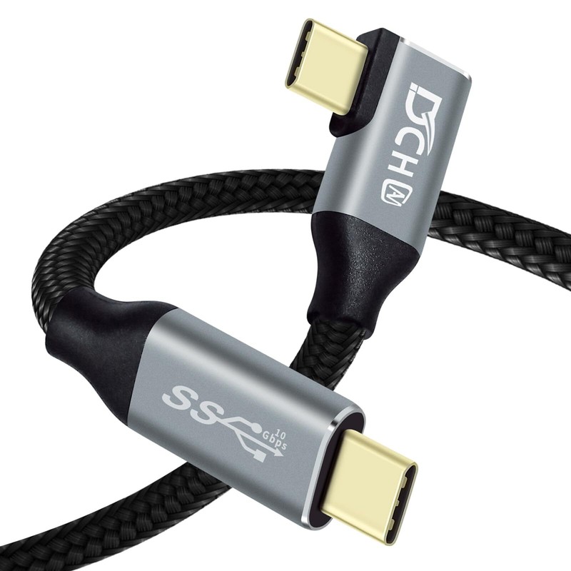 1.5ft 90 Degree USB C Cable 100W 4K 10Gbps PD 20V 5A Nylon Braided