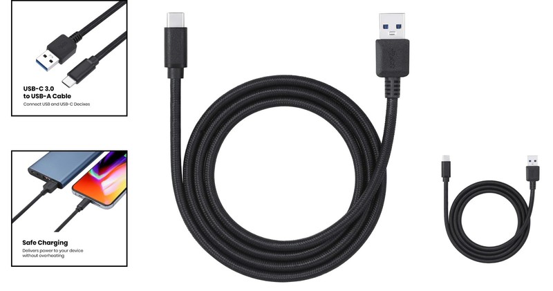 3 Ft. Braided USB Type-C to A Cable for Fast Charging & Data Transfer - Black gallery