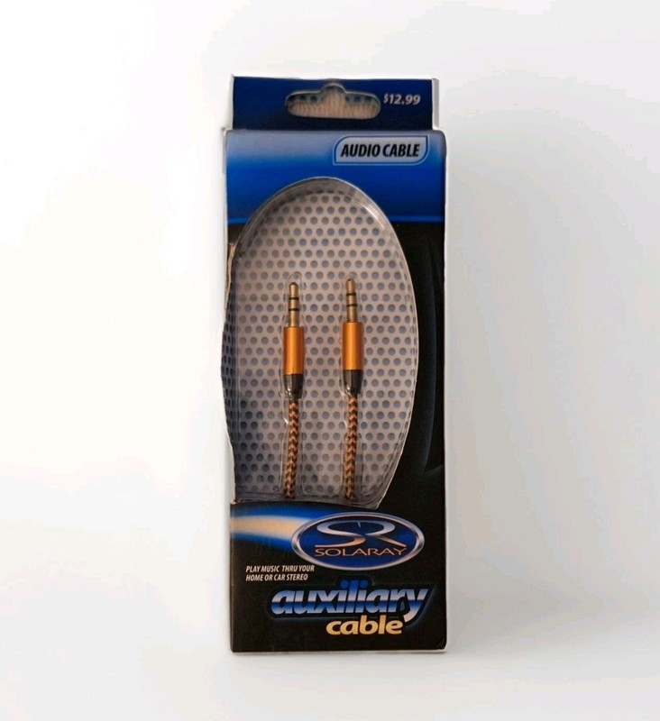 Solaray Braided Audio Auxiliary Cable 3.5mm 1M Aux Cable Blue