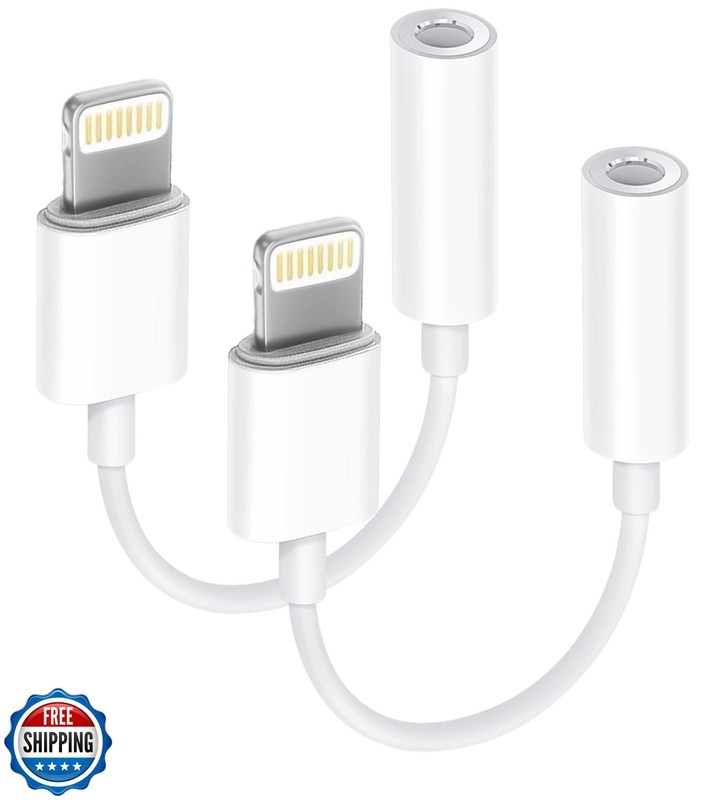 Apple MFi Certified 2 Pack Lightning to 3.5 mm Headphone Jack Adapter for iPh