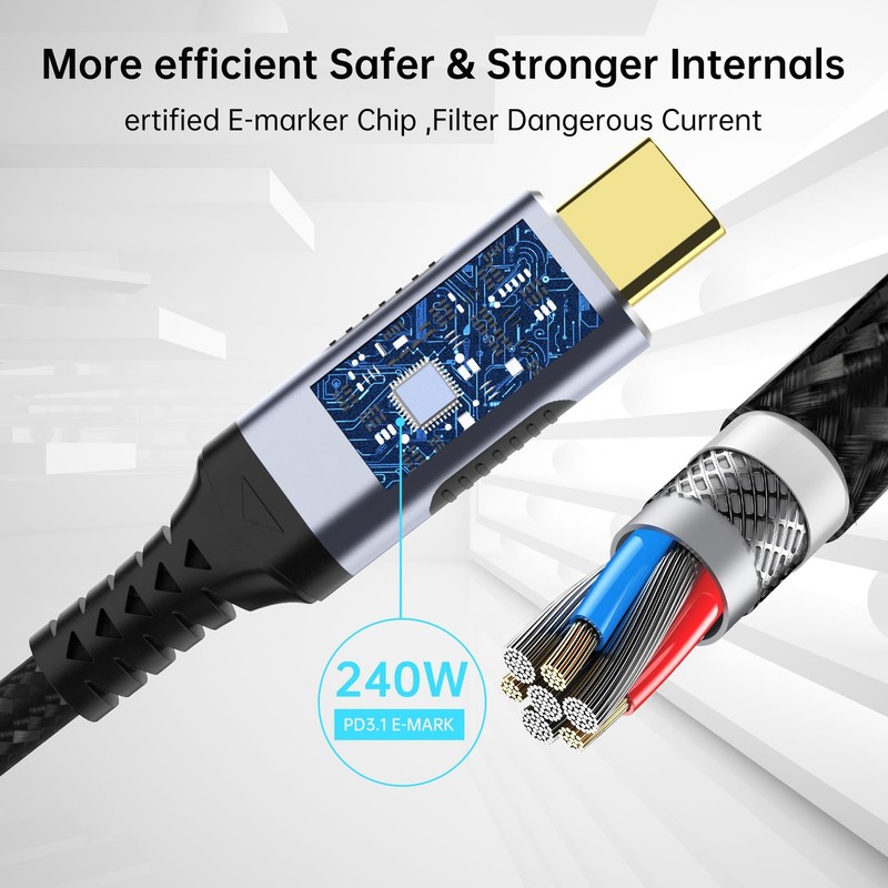 USB Cables with Thunderbolt 5 Cable [2-Pack 5FT], 80GBPS USB c to USB c Data ... gallery
