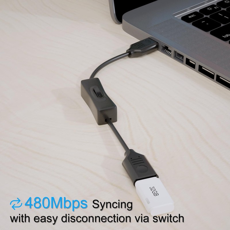 USB On/Off Switch Cable 2-Pack,2A Charging 480Mbps Data,Type-A 2.0 Power Exte... gallery