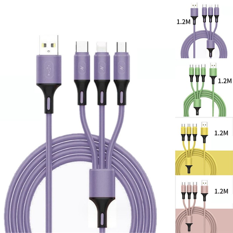 3 in 1 Charging USB Cable Charger Phone Type-C Micro iOS Multi Head ALL Phone ~ gallery