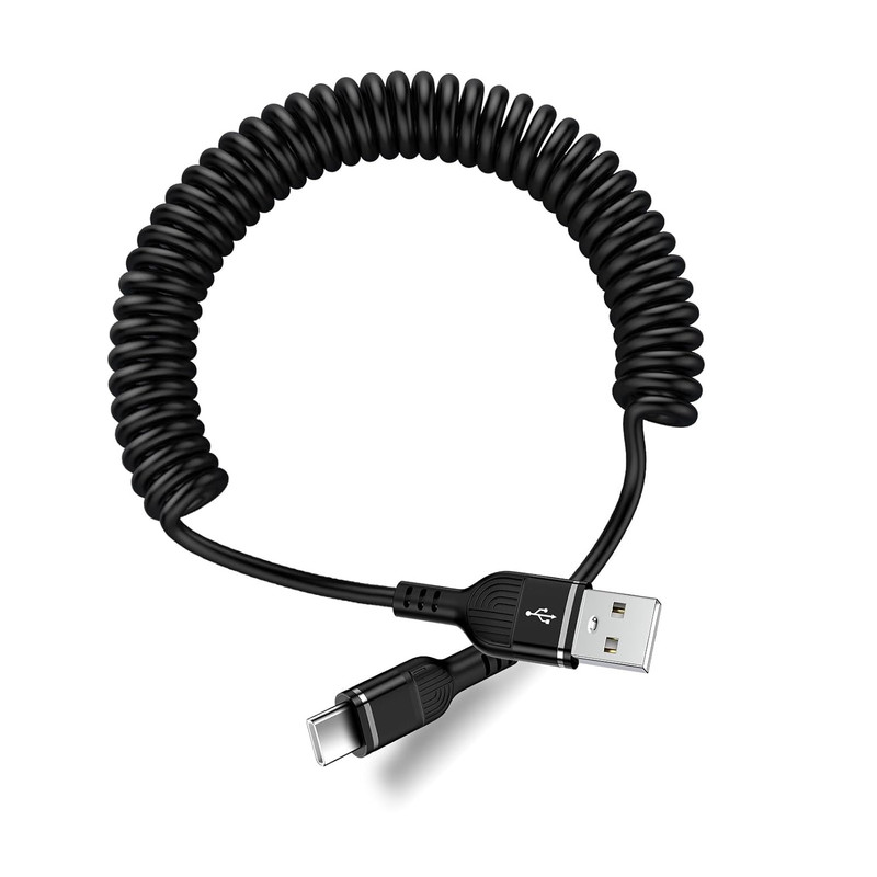 3FT Iphone Coiled Car Charger Cable, [Black] USB-C Coiled Cable for Iphone 17E/1 gallery