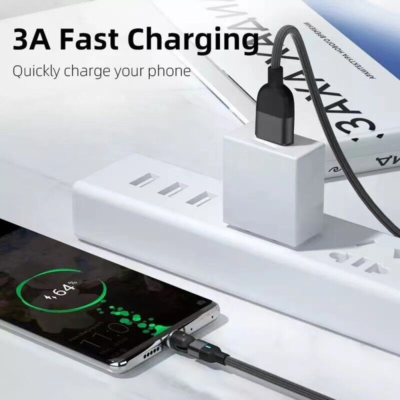 540° Rotate Magnetic Phone Charger Charging Type C Cable For Samsung Android gallery