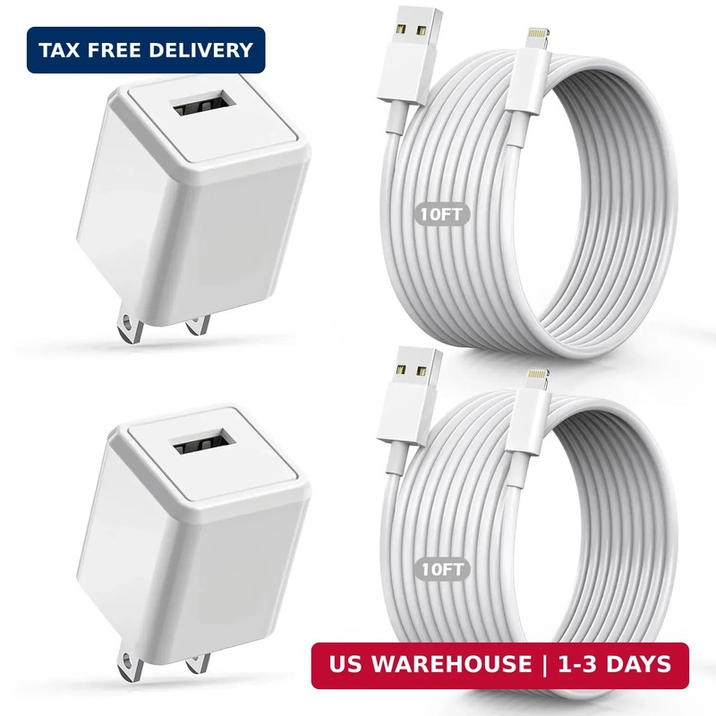2Pack[Apple MFi Certified] iPhone Charger,10Feet Extra Long Lightning Cable Data