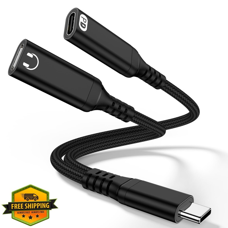 ABCPOW USB C headphone adapter/charger Black