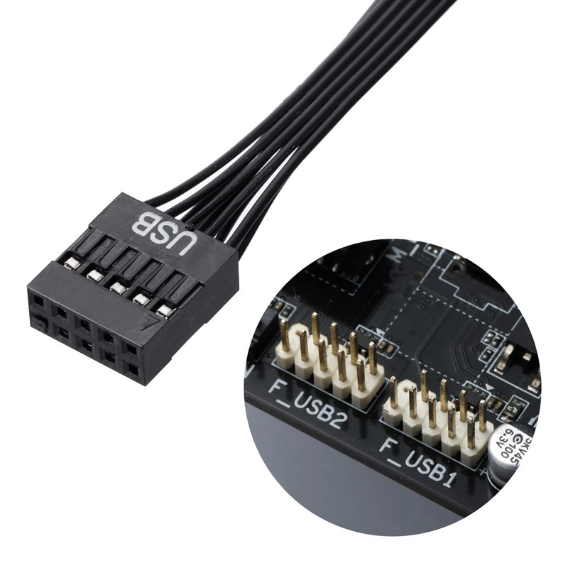 MZHOU Dual USB 2.0 Header Splitter - 9-Pin Motherboard Male to Dual 9-Pin Fem... gallery