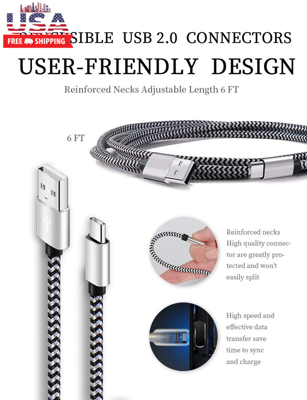 USB Type C Cable Fast Charging, Tpc001 5 Pack(6Ft 3A) Braided C Charger Cables C gallery