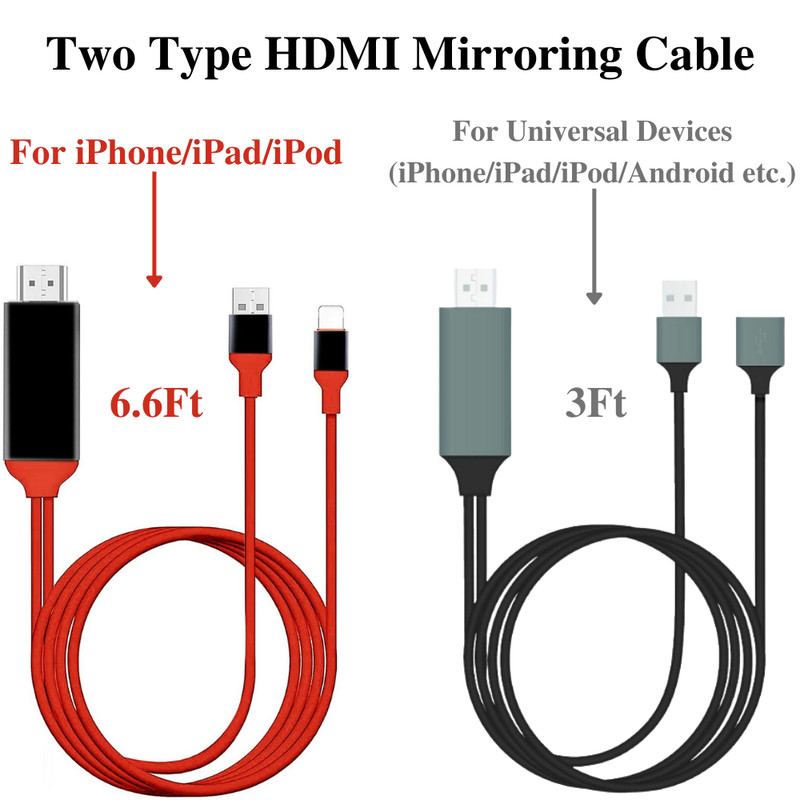 HD 1080P HDMI Mirroring Cord Phone to HDTV Adapter For Android iPhone14 13 12 11 gallery