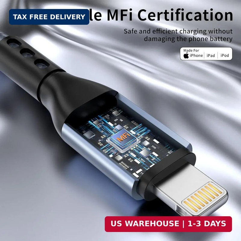 iPhone Charger 3pack 10FT Apple MFi Certified Nylon Braided Lightning Cable Fast gallery