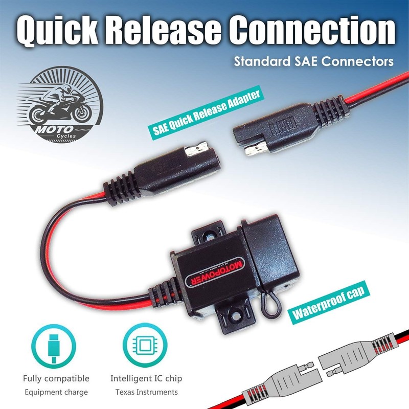 MOTOPOWER SAE to USB Motorcycle Port 3.1A gallery