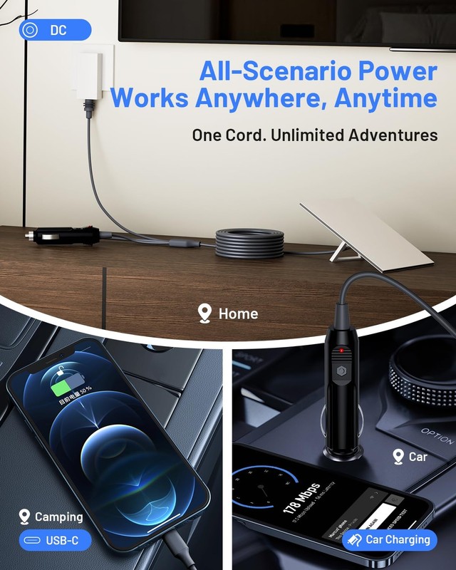 Starlink Mini 3-in-1 Power Adapter Cable 10FT / 3 M – USB-C to DC Cord, 12V-2... gallery