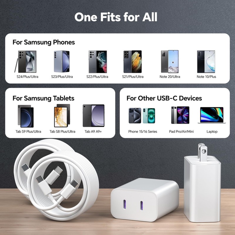 with iPhone 16/15 Charger Fast Charging, 20W Dual Port USB & USB A Wall Charg... gallery