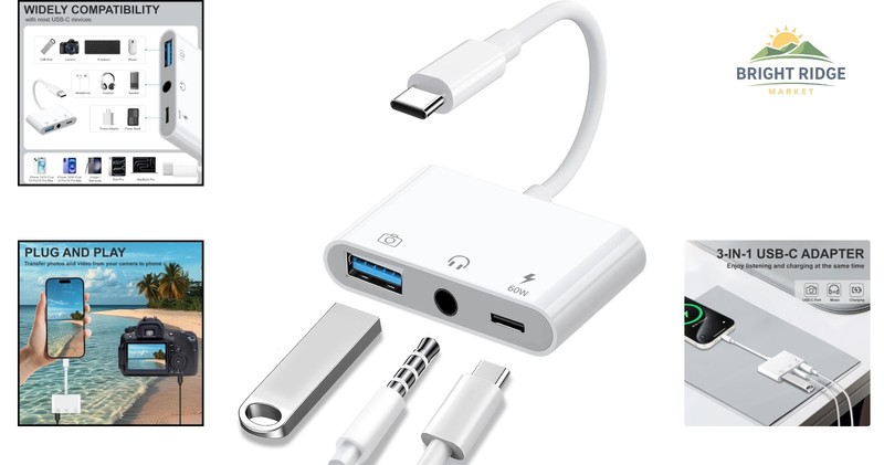 3-in-1 USB C Adapter with 3.5mm Audio Port and Fast Charging Capability gallery