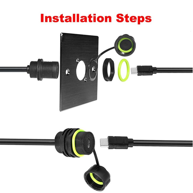 3.3ft M20 IP68 Waterproof USB 3.1 Type C Flush Panel Mount Extender Cable Cord gallery