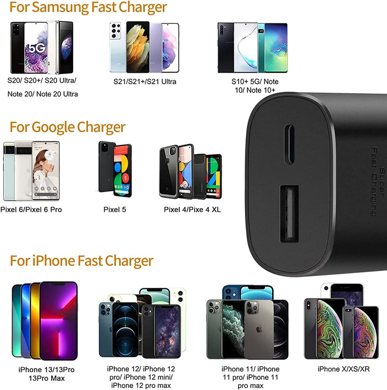 25W PD USB Wall Charger Super Fast Charging Block Type C Cable Cord For Samsung gallery