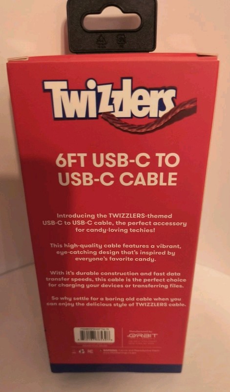 Twizzlers Candy Novelty Themed 6 ft Phone Charger USB-C to USB-C Cable gallery