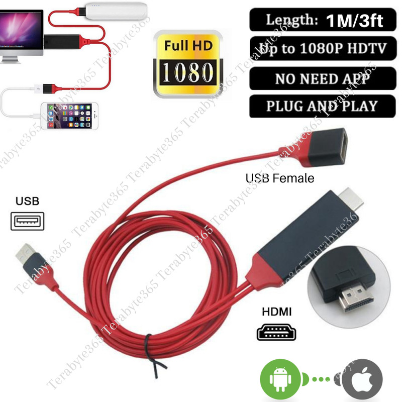 1080P HDMI Cable Universal Phone to TV HDTV AV Adapter For iPhone Android Type C