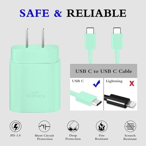NEW2Pack 25W USB C Fast Charger Block+6ft Cable Samsung Galaxy iPhoneS24 S23 S22 gallery