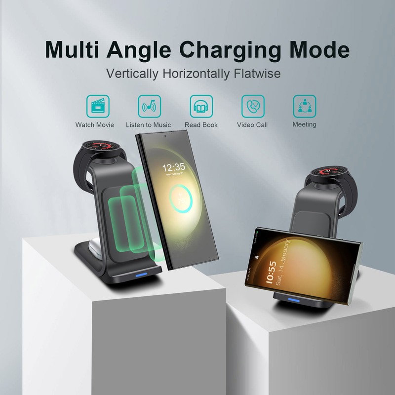 3in1 Fast Wireless Charger Dock Station For Samsung Galaxy S25 S24 Note9 Watch 7 gallery