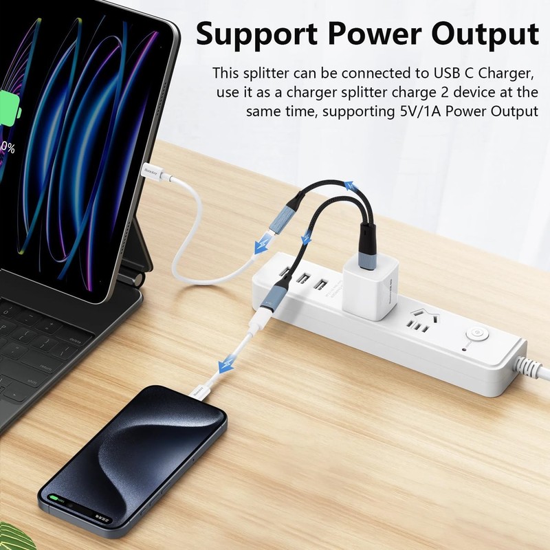 USB C to Dual USB Type C Female Splitter Cable Earphone Adapter Type C OTG Split gallery