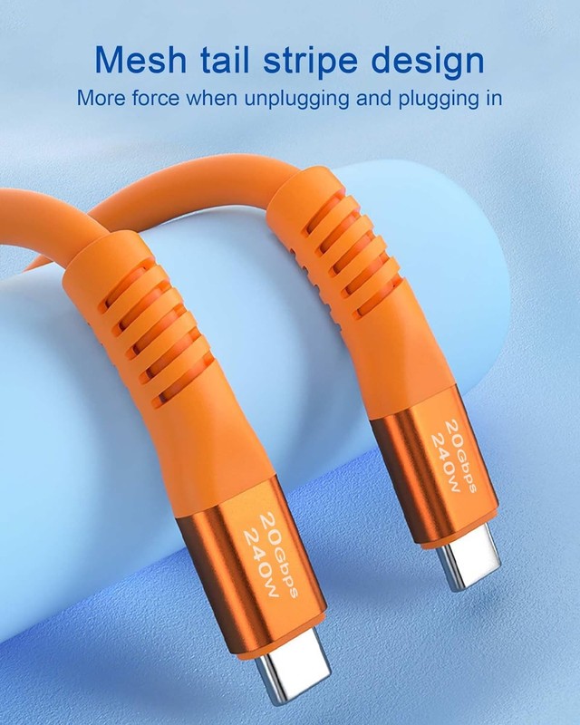 240W USB C to USB C Cable Silicone 6.6FT, USB 3.2 Gen 2 Fast Charging Cable 2... gallery