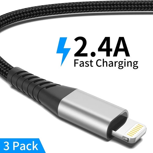Short iPhone Charge Cable 6 Inch, 3Pack 0.5 Foot USB to Feet, Black gallery