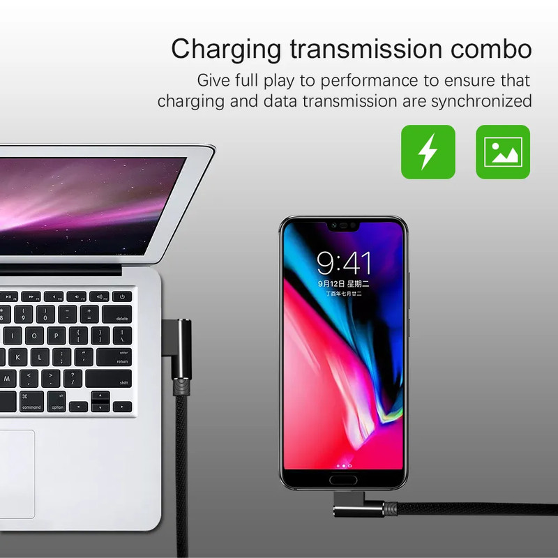3 Pack 90° USB-C to USB-A Cable FAST Charger Type-C Cord Data Sync for Samsung gallery