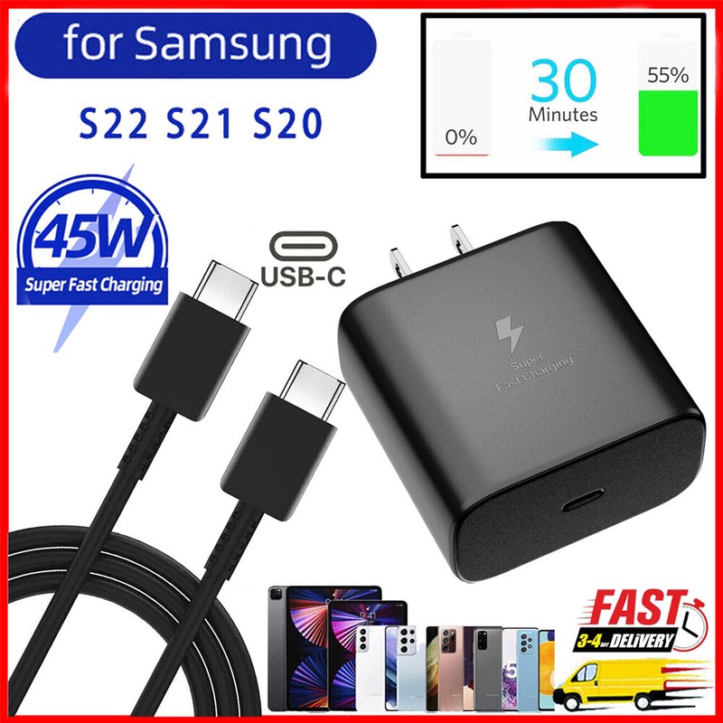45W Super Fast Wall Charger+ 6FT Cable For Samsung Galaxy S21+ S22 S23 Note 20💥