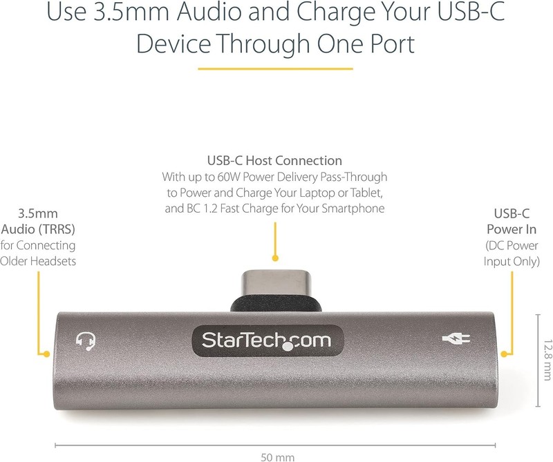 USB C Audio Adapter with 3.5mm Jack & 60W Power Delivery gallery