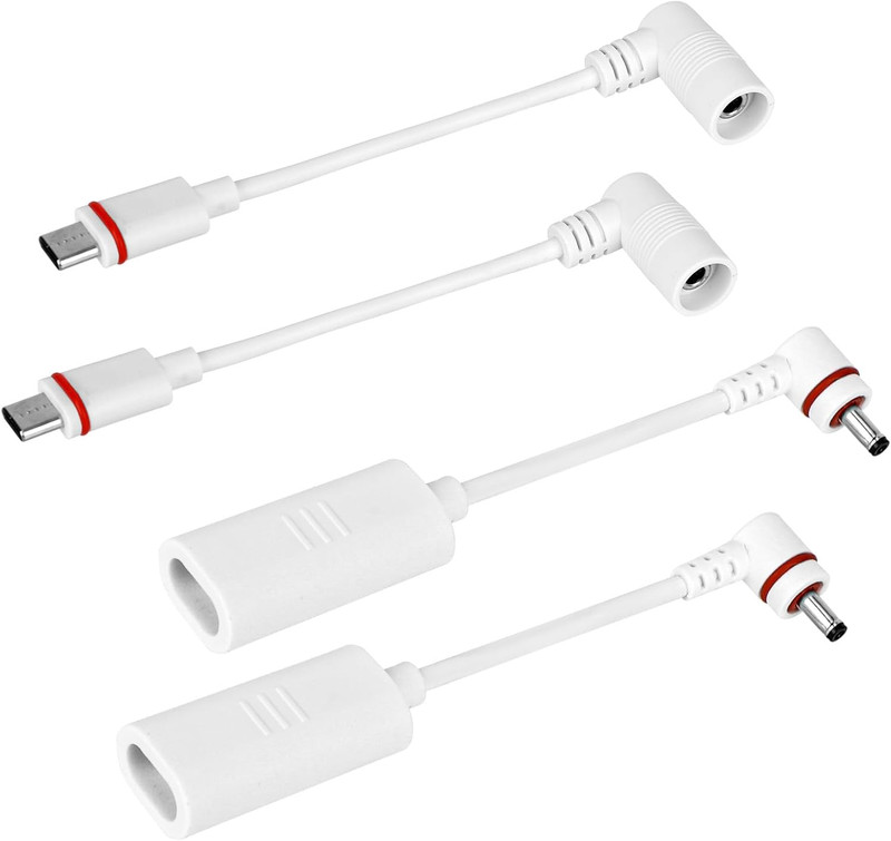 2Pcs Barrel Plug to USB-C Adapters & 2Pcs USB-C to Barrel Plug Adapters, Outdoor