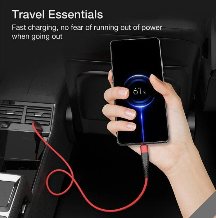 Brand New Braided RED USB to Type-C Fast Charging Data SYNC Charger Cable Cord2M gallery