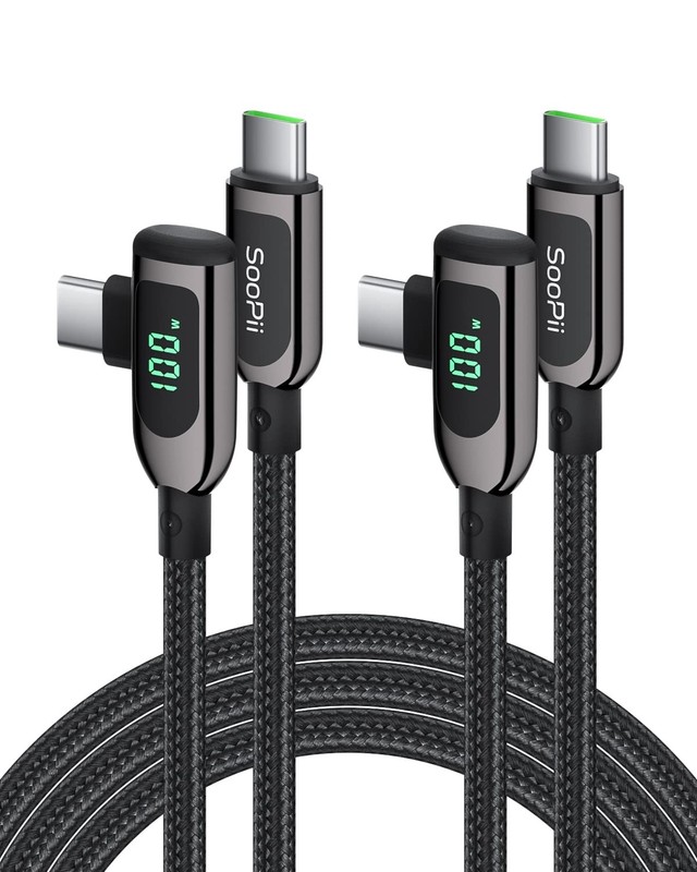 100W Right Angle USB to USB Cable,2Pack 4FT Alloy Case Nylon Braided -Cable w...