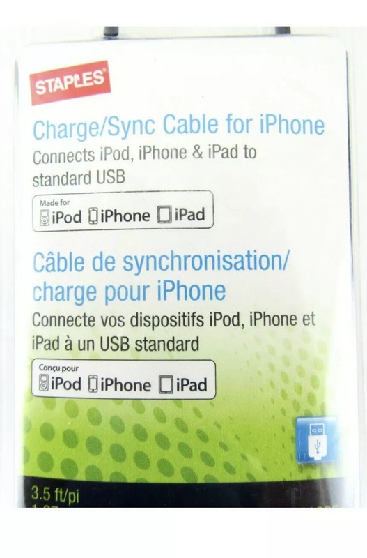 Staples 30-Pin USB iPhone Charger Charge/Sync Cable iPhone iPad iPod NIB gallery