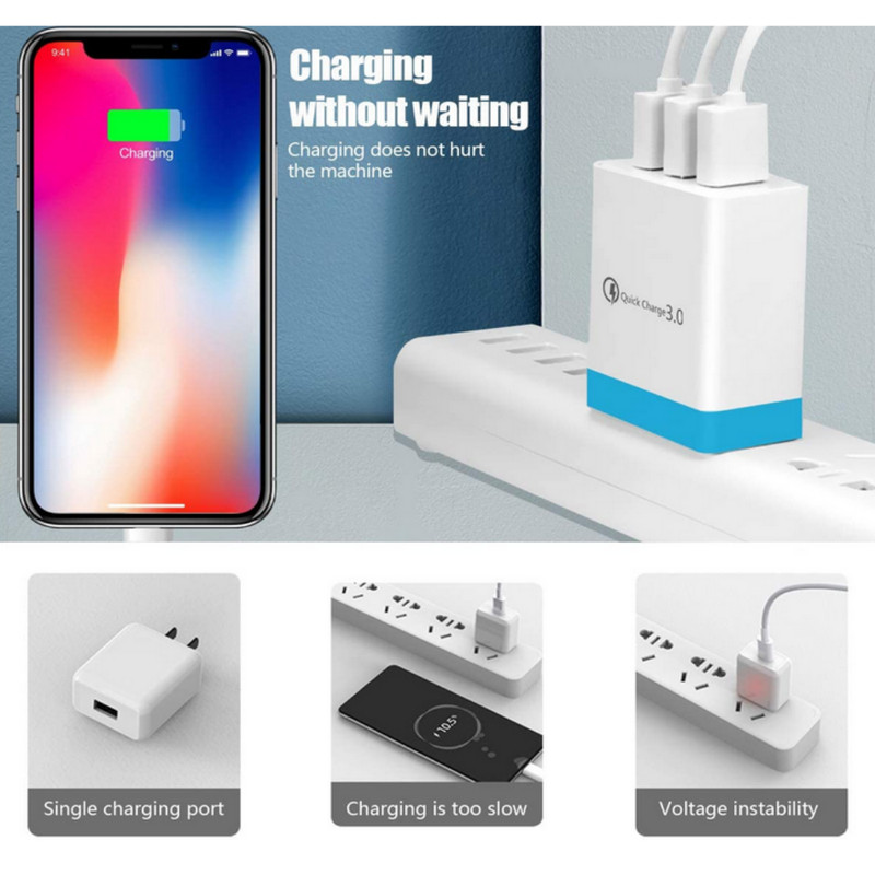 USB 3Port QC3.0 Charger Adapter Hub Fast Wall Charger Power US Plug 5V/3A LOT gallery