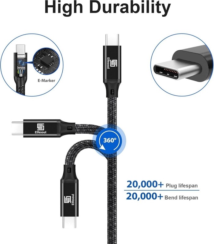 6.6ft USB-C to C Cable - 40 Gbps Data, 240W PD Charging for Thunderbolt Devices gallery