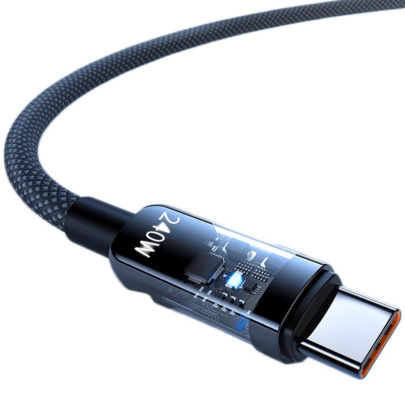 240W Nylon Braided Cable USB-C Phone Fast Lead Charger Wire 10A Clear Warehouse gallery
