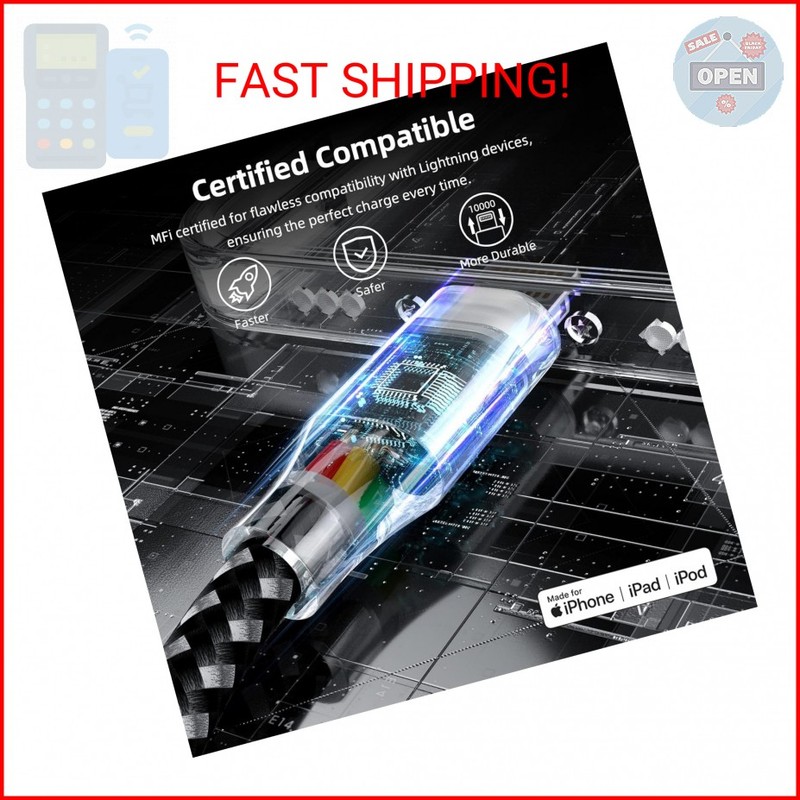 iPhone Charger Fast Charging Cord 3 Pack 10 FT Apple MFi Certified Lightning Cab gallery