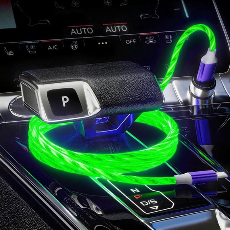 Starry Light Up USB Cable A To C Durable Fast Charging Visible Flow Star Green gallery