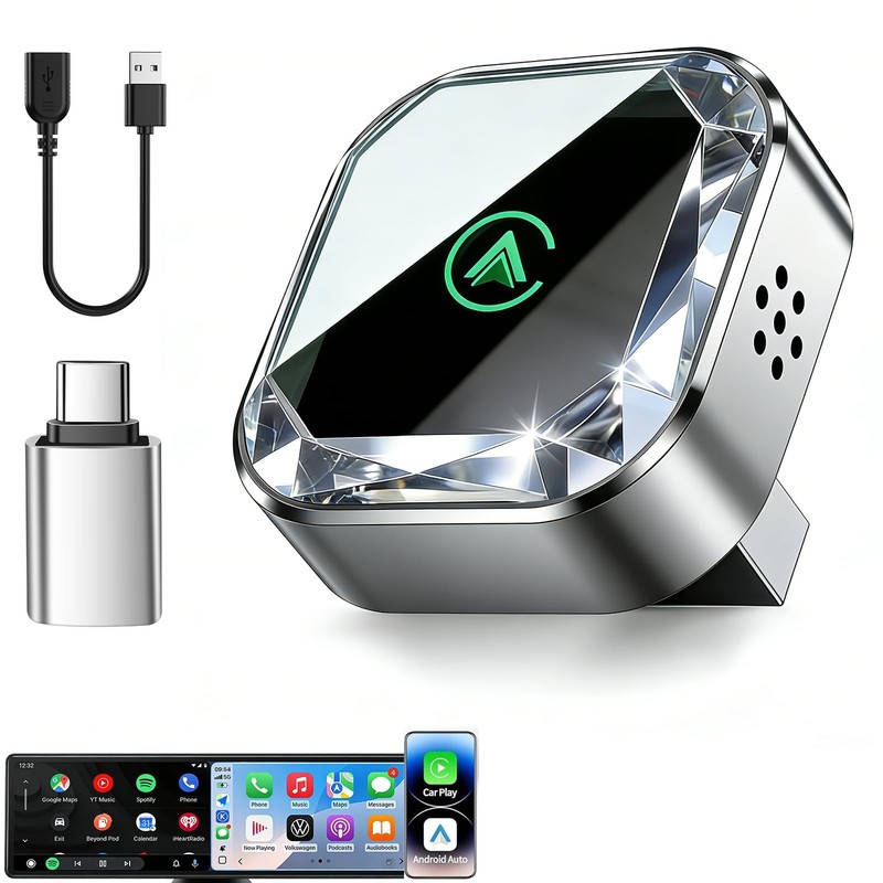 2026 Mini Wireless CarPlay Android Auto 2 in 1 Adapter – Converts Wired to Wi…