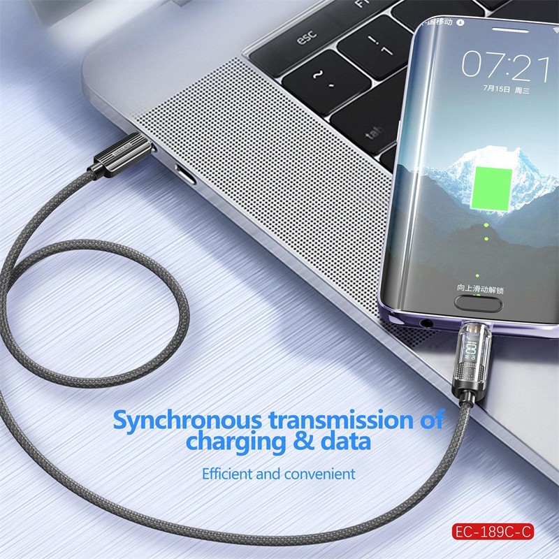 PD 100W USB C To USB C Cable Fast Charging Cord LED Display Type-C Charger 1m gallery