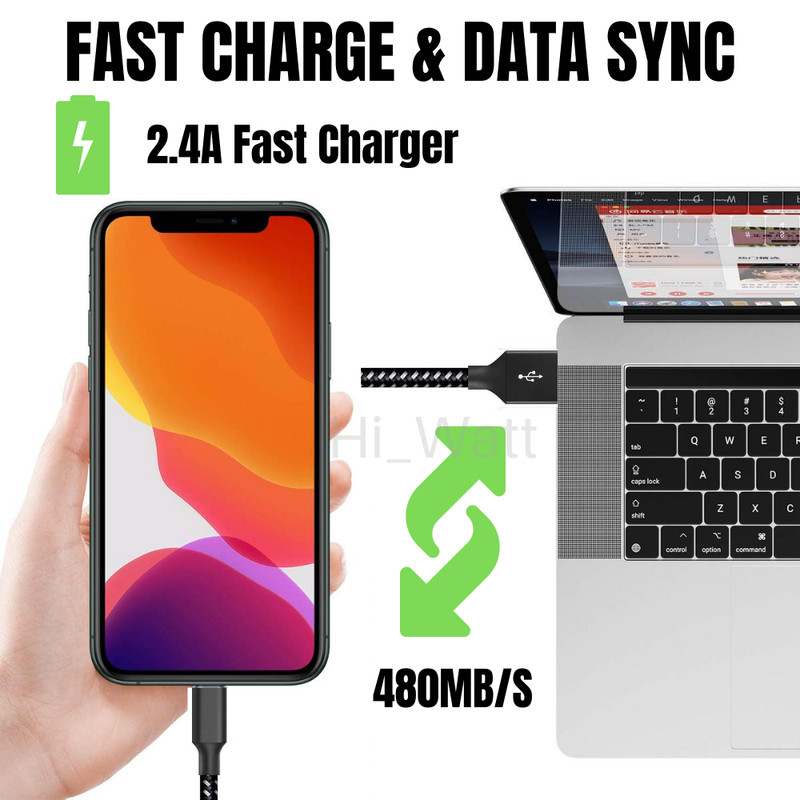 3Pack 6ft USB Fast Charger Cable Lot Heavy Duty For iPhone 13 11 8 6 5 Charging gallery