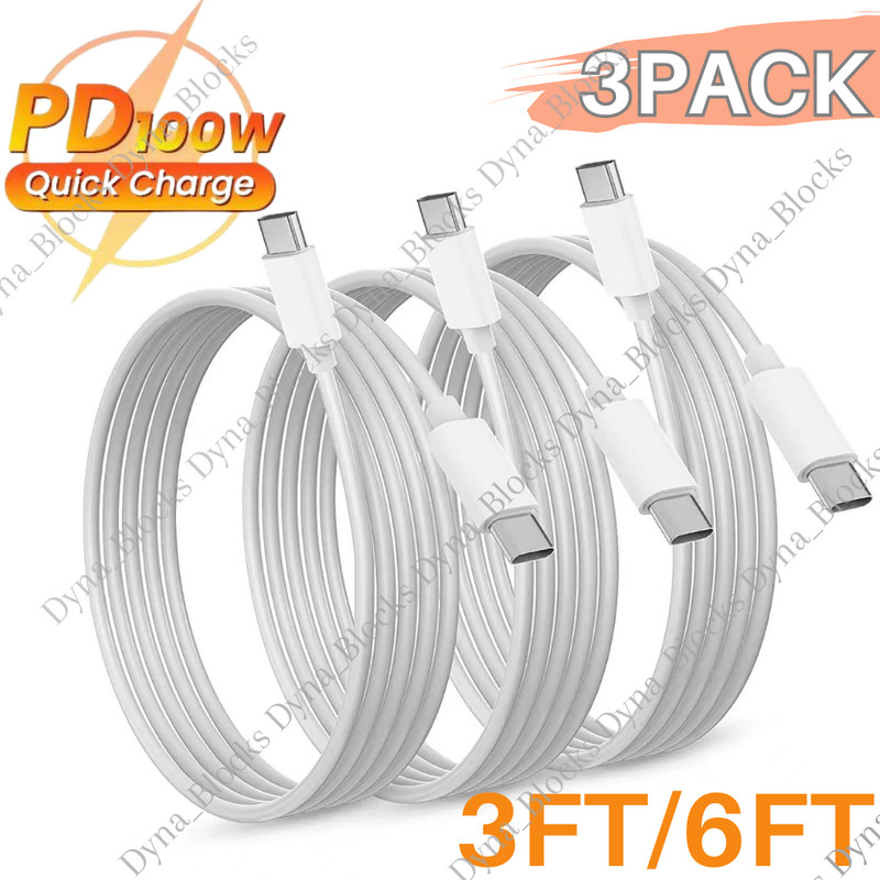 100W USB-C to USB-C Type-C Cable PD Fast Charger For Samsung Macbook iPhone 15