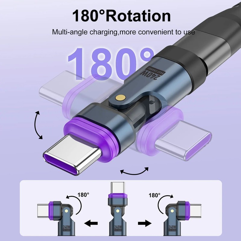 USLION 240W Type C Adapter USB-C to Type-C Fast Charging Cable Magnetic USB C gallery
