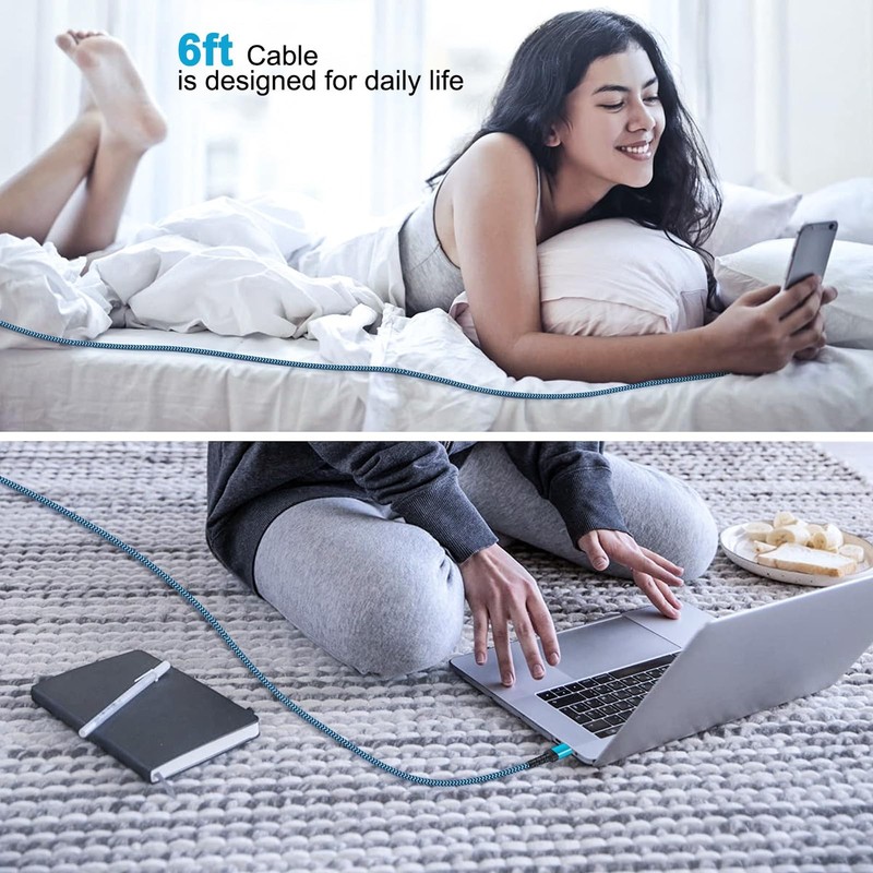 Pixel 8a Charger USB Type C Cable Fast Charigng Cord 6FT for 6 feet, Blue gallery