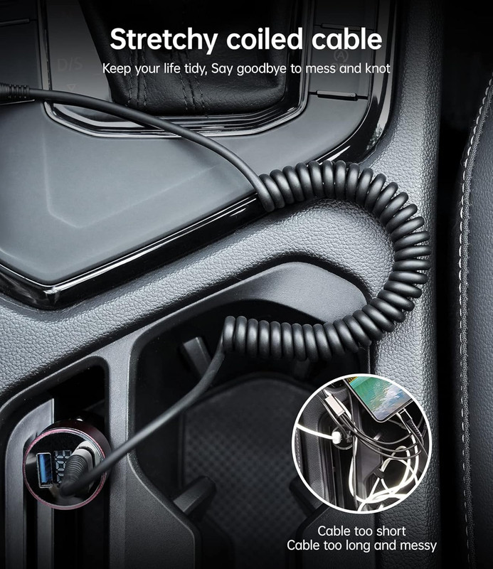 USB C Cable Fast Charging, 2Pack 3Ft Coiled USB a to Type C Charge Cord for Car, gallery