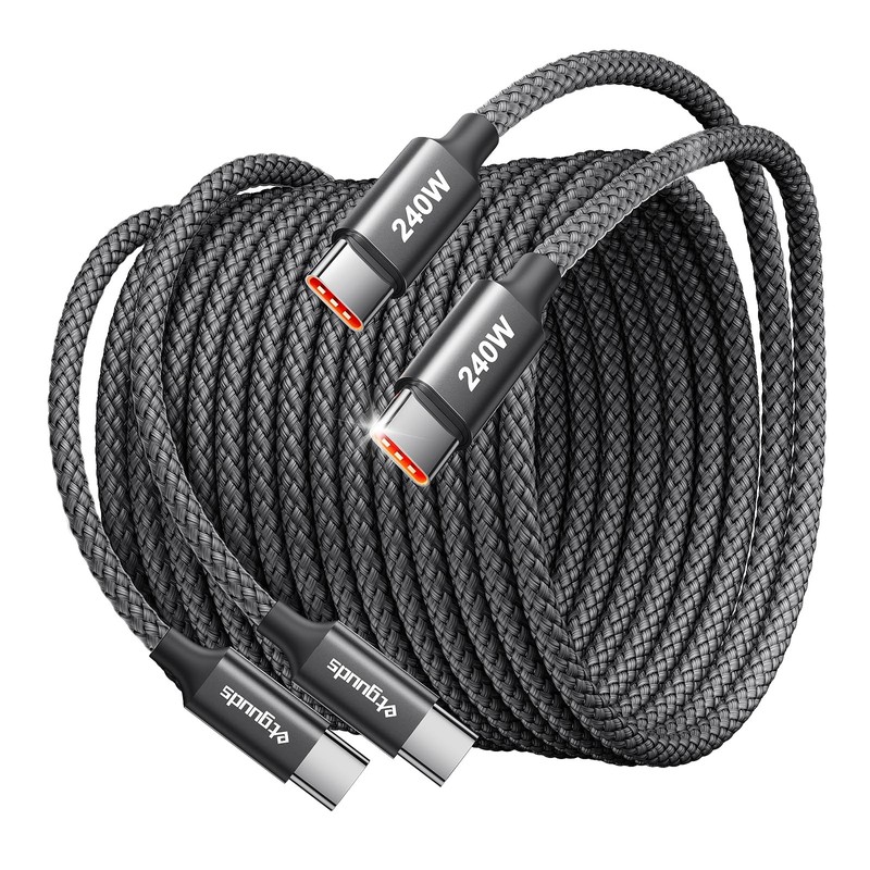 etguuds 240W USB C to USB C Cable 10ft, 2-Pack, Super Fast Charging Type C Charg