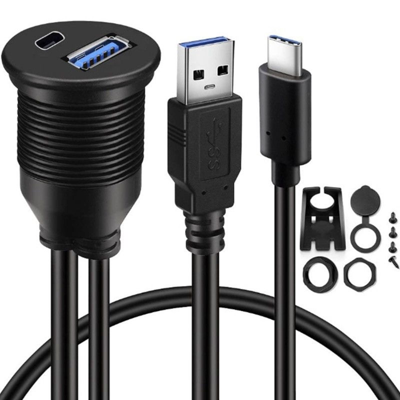 Outdoor Use Waterproof USB3.0 Type C Automotive Extension Cable for Dashboards gallery